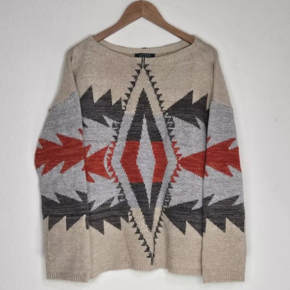 Lauren Ralph Lauren Womens Wool Blend Southwest Aztec...